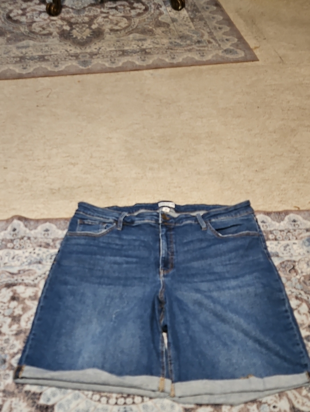 Ava & Viv Dark Blue Rolled-Cuff Denim Bermuda Shorts